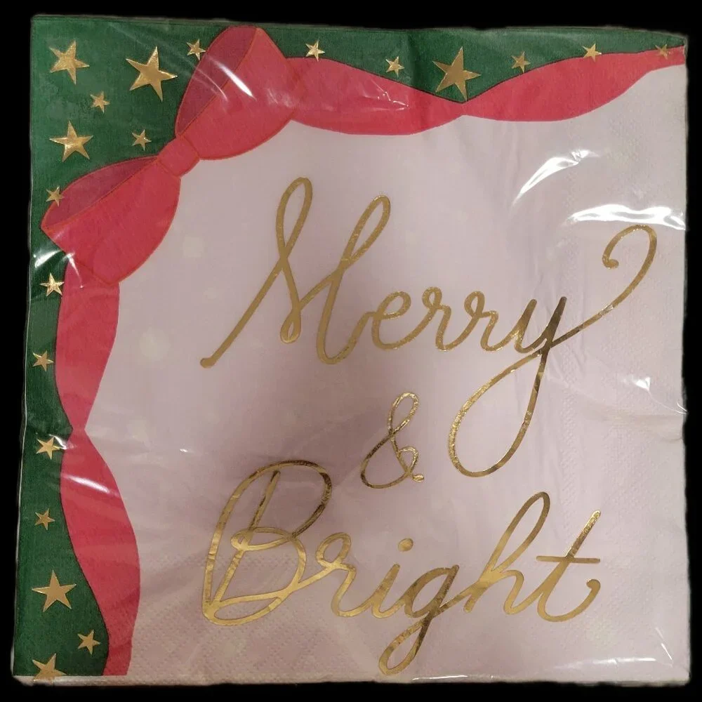 🎄 Strictly Fancy Holiday Napkins – “Merry & Bright” 🎄8 inches 20 CT LOT of 5
